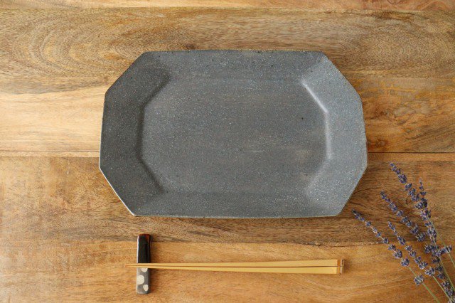 Furutani Seitosho Octagonal Rectangular Plate Gray L