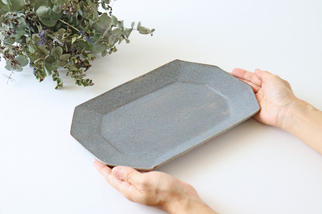 Furutani Seitosho Octagonal Rectangular Plate Gray L