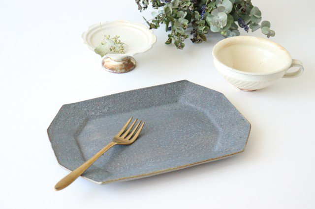 Furutani Seitosho Octagonal Rectangular Plate Gray L