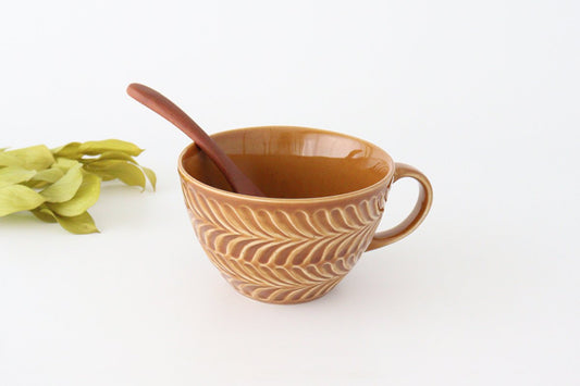Soup cup amber pottery rosemary Hasami ware