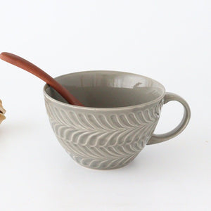 Soup cup gray pottery rosemary Hasami ware