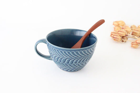 Soup cup denim pottery rosemary Hasami ware