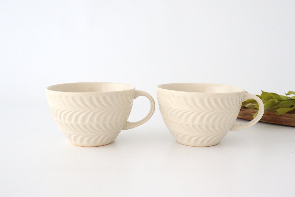 Soup cup ivory pottery rosemary Hasami ware