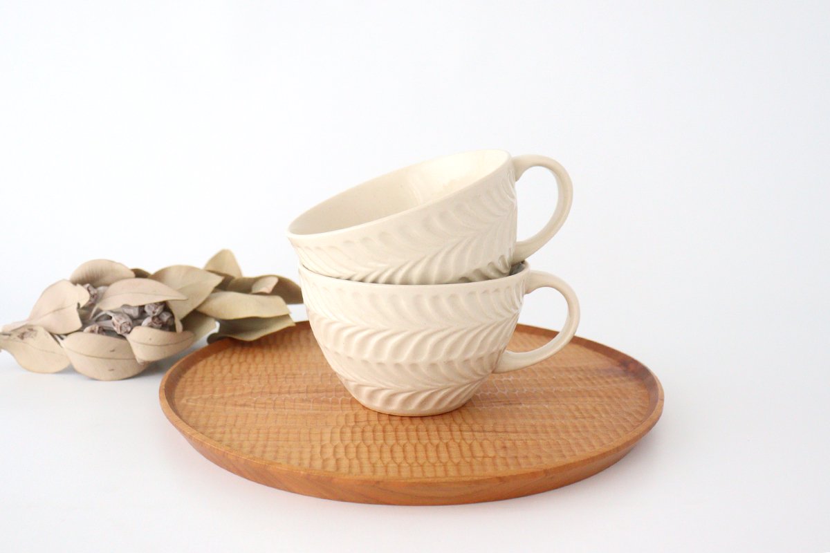Soup cup ivory pottery rosemary Hasami ware