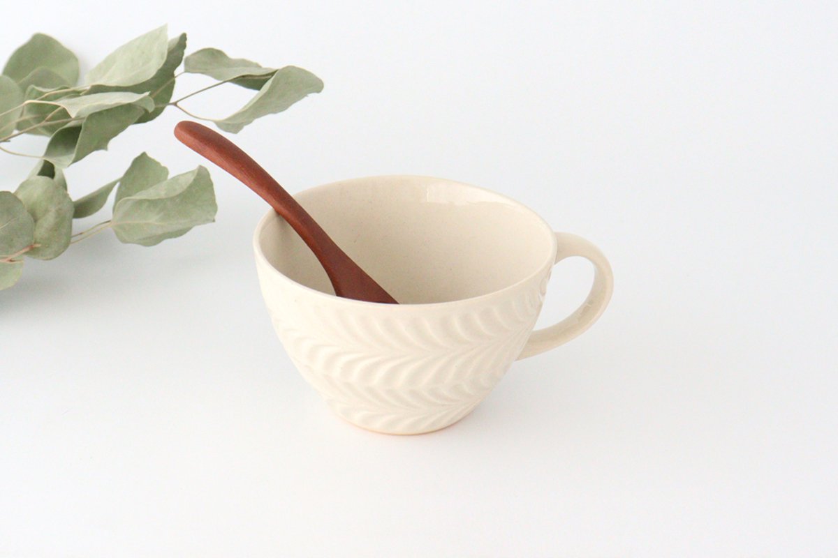 Soup cup ivory pottery rosemary Hasami ware