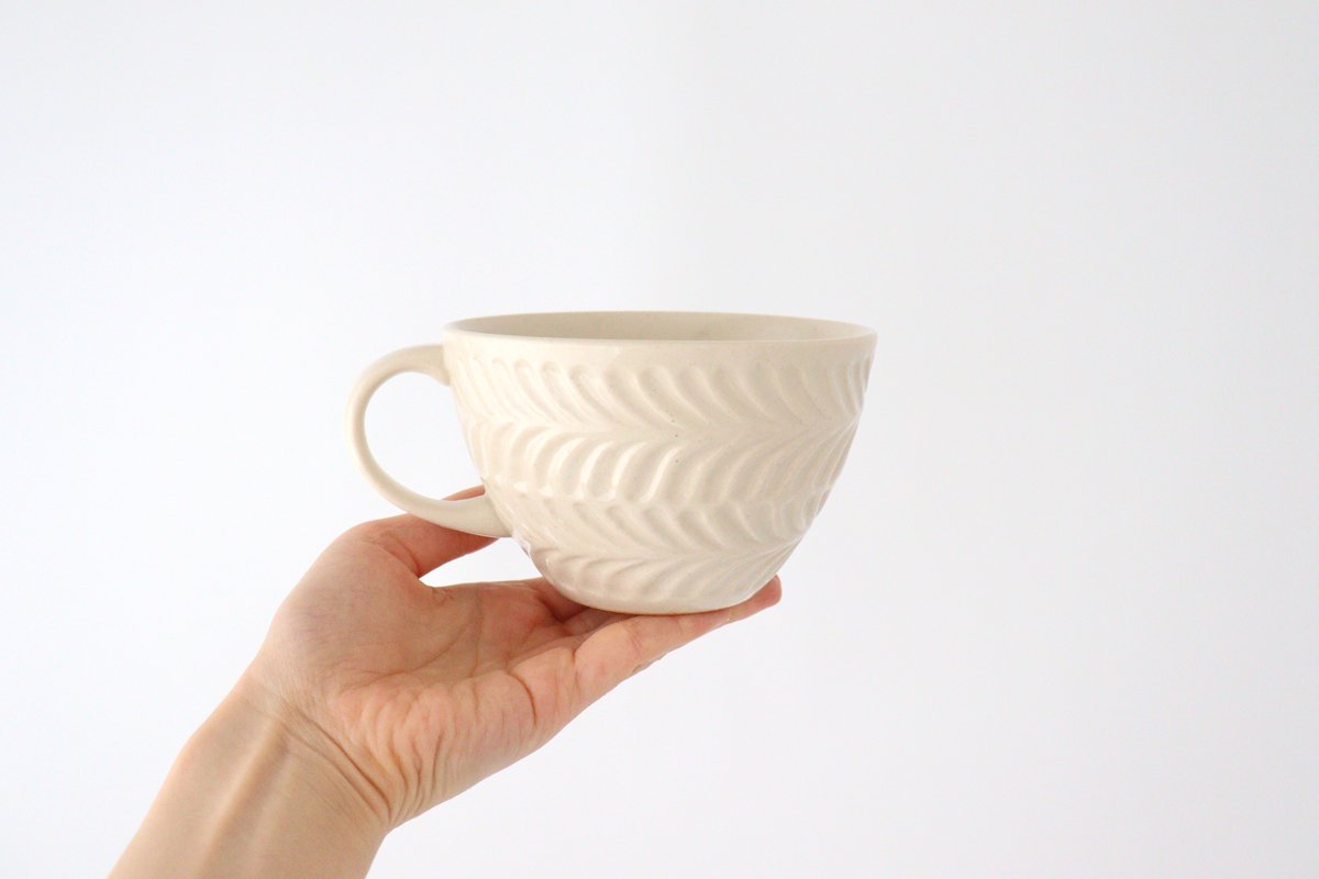 Soup cup ivory pottery rosemary Hasami ware