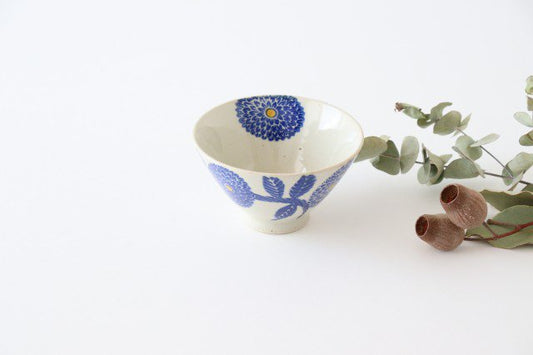Rice bowl blue porcelain dahlia Hasami ware