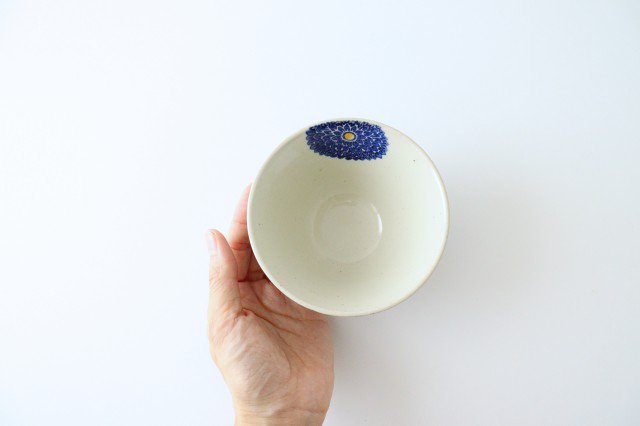 Rice bowl blue porcelain dahlia Hasami ware