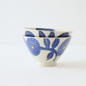 Rice bowl blue porcelain dahlia Hasami ware