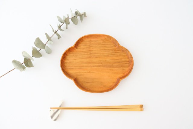 Small plate, quince, large, cherry blossoms, Yososawa Wood Crafts/KITO