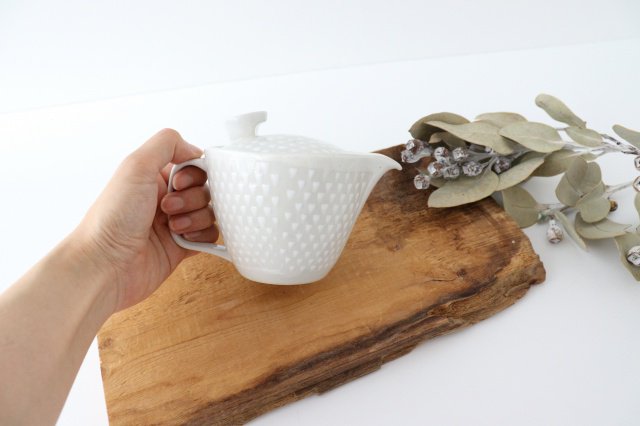 ORIME Japanese Teapot Pique White Small | Kyusu Hasami Ware