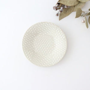 12cm/4.7in Round Plate Pique White Pottery ORIME Hasami Ware