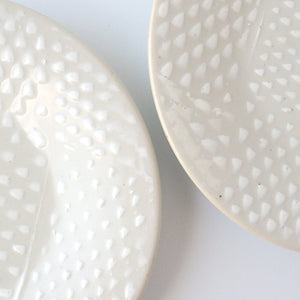 12cm/4.7in Round Plate Pique White Pottery ORIME Hasami Ware