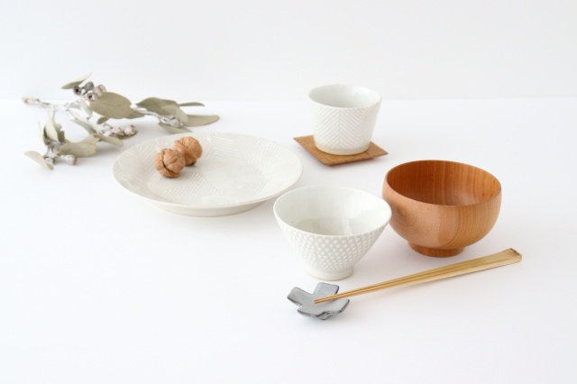 Tea bowl pique white pottery ORIME Hasami ware