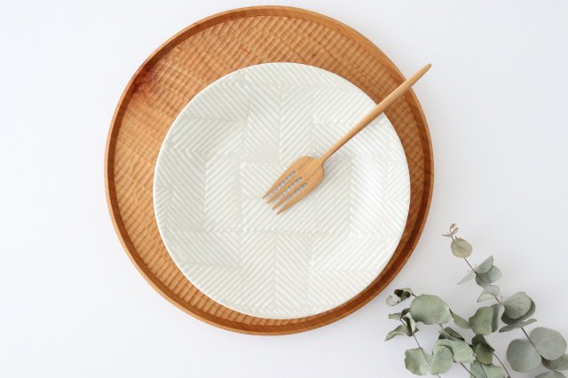 ORIME Round Plate Herringbone White 21cm/8.3in | Hasami Ware