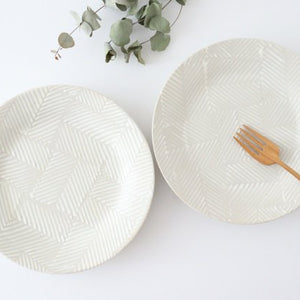 ORIME Round Plate Herringbone White 21cm/8.3in | Hasami Ware