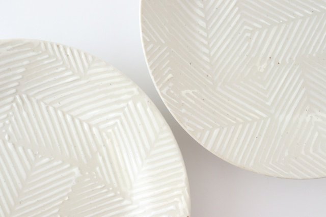 ORIME Round Plate Herringbone White 21cm/8.3in | Hasami Ware