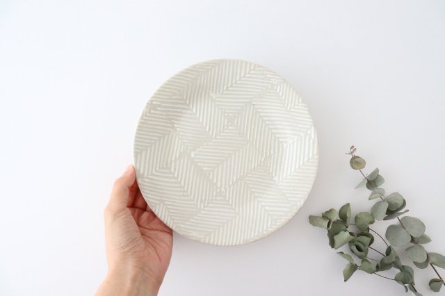 ORIME Round Plate Herringbone White 21cm/8.3in | Hasami Ware