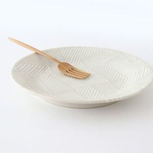 ORIME Round Plate Herringbone White 21cm/8.3in | Hasami Ware