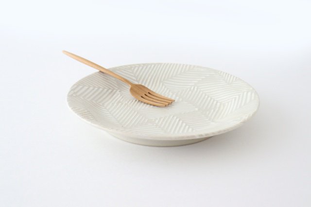 ORIME Round Plate Herringbone White 21cm/8.3in | Hasami Ware