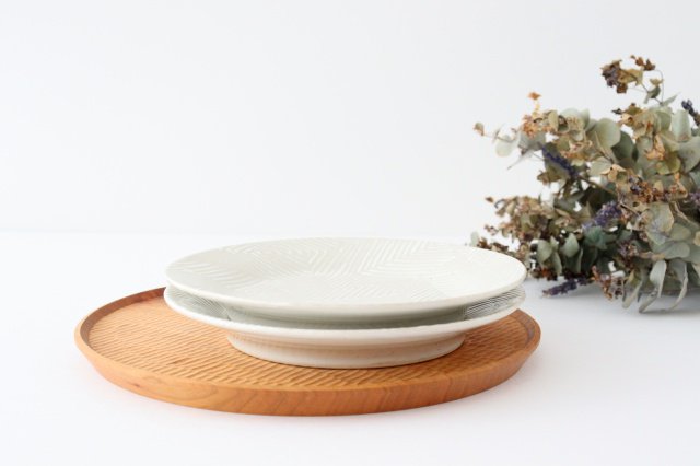 ORIME Round Plate Herringbone White 21cm/8.3in | Hasami Ware