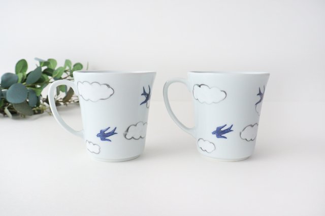 Mug Porcelain Cloud Swallow Arita Ware