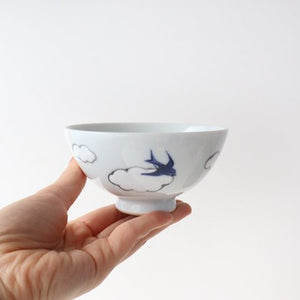 Rice bowl small porcelain cloud swallow Arita ware