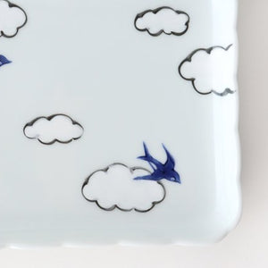 Square plate porcelain cloud swallow Arita ware