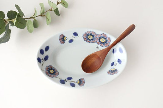 Oval bowl, flower crest, porcelain, Arita ware