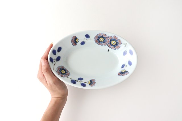 Oval Bowl Purple Flower | Serving Bowl Arita Ware