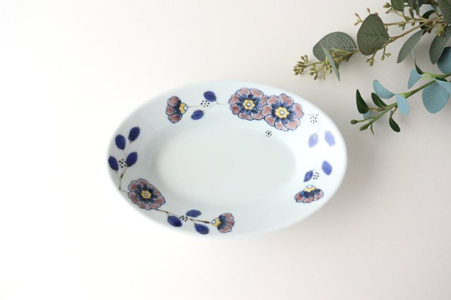 Oval Bowl Purple Flower | Serving Bowl Arita Ware