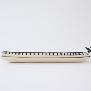 Elongated plate, dyed, lattice, porcelain, Arita ware