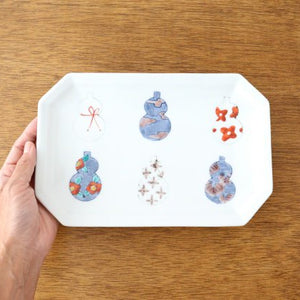 Octagonal Long Plate Imari Gourds | Sushi Plate Arita Ware