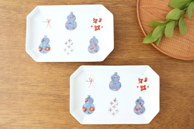 Octagonal Long Plate Imari Gourds | Sushi Plate Arita Ware