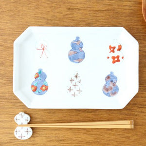 Octagonal Long Plate Imari Gourds | Sushi Plate Arita Ware