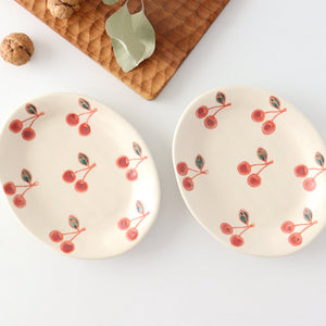 Oval dish cherry porcelain fruits Hasami ware