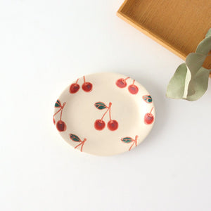 Oval small plate cherry porcelain fruits Hasami ware