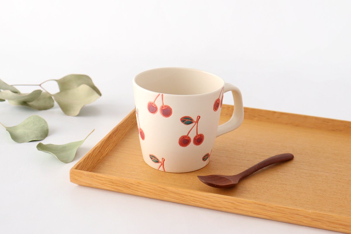 mug cherry porcelain fruits Hasami ware