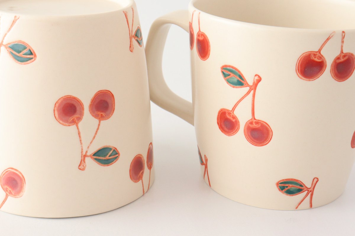 mug cherry porcelain fruits Hasami ware