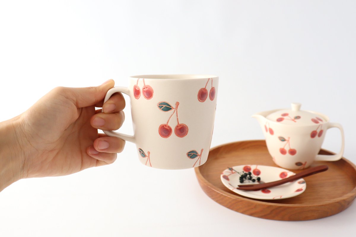 mug cherry porcelain fruits Hasami ware