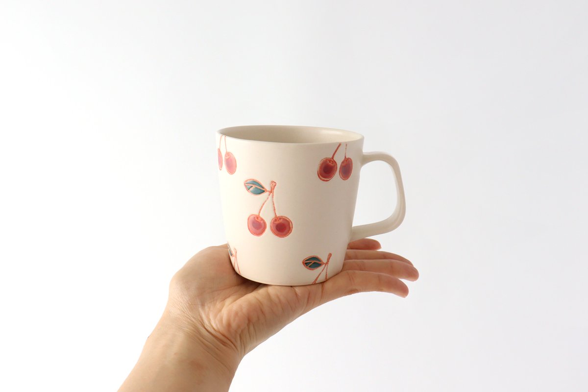 mug cherry porcelain fruits Hasami ware