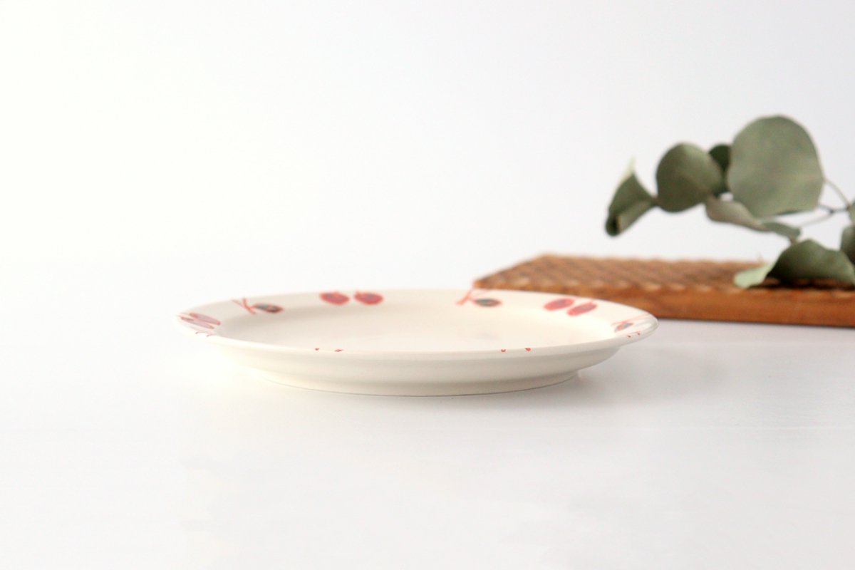 Plate M cherry porcelain fruits Hasami ware