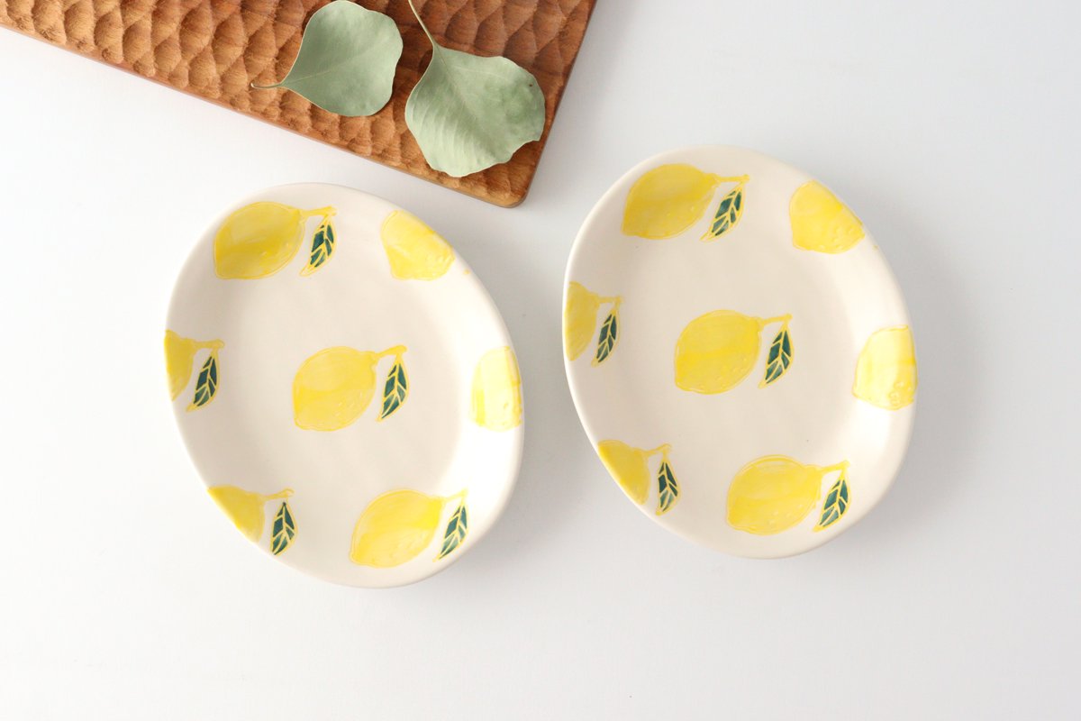 Oval tray lemon porcelain fruits Hasami ware