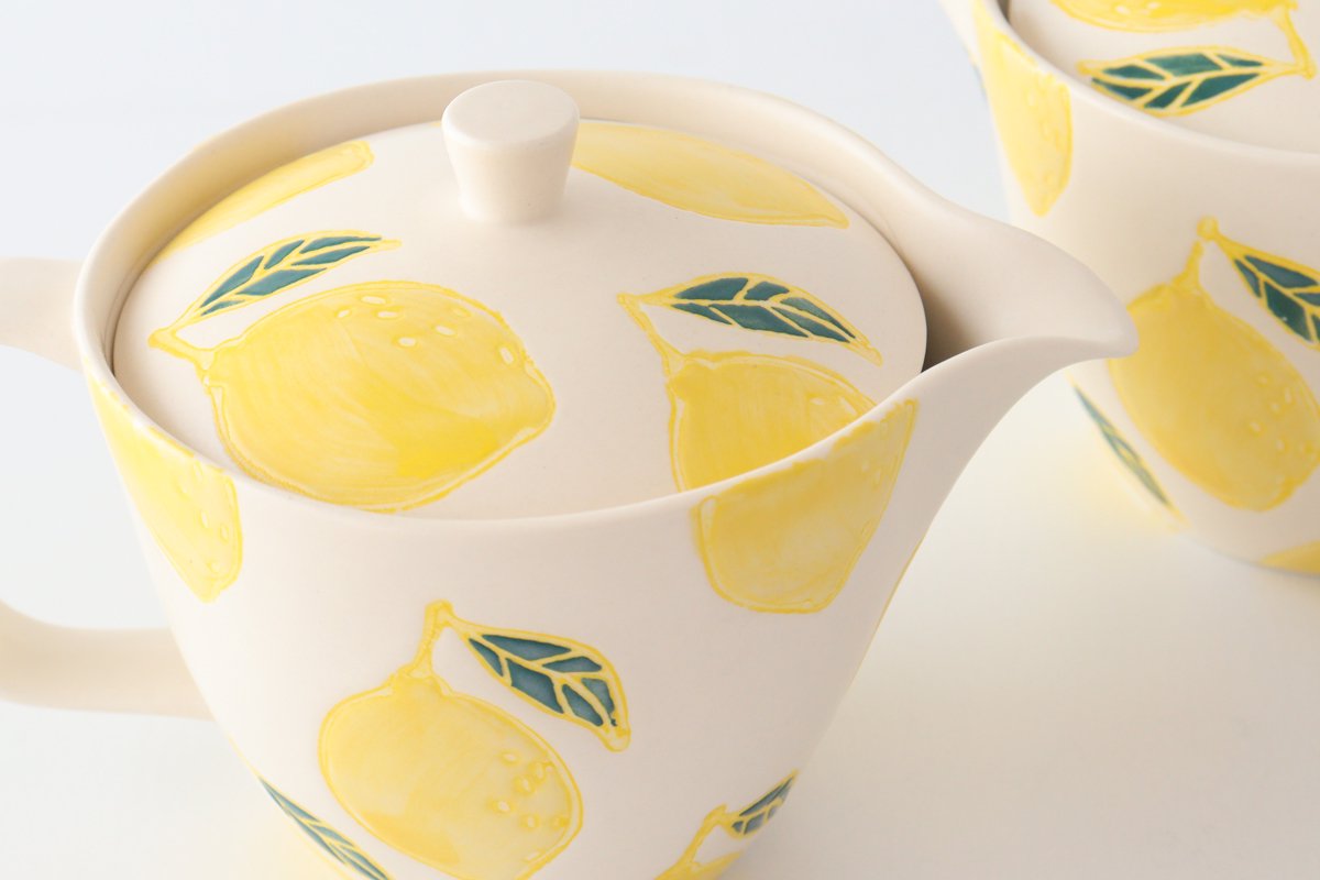 pot lemon porcelain fruits Hasami ware