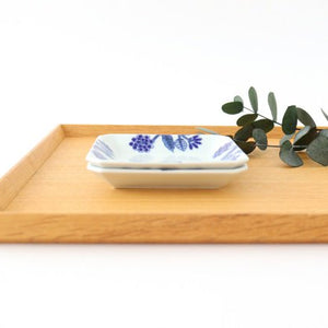 Square plate Gosuha glaze flower blue porcelain Hasami ware