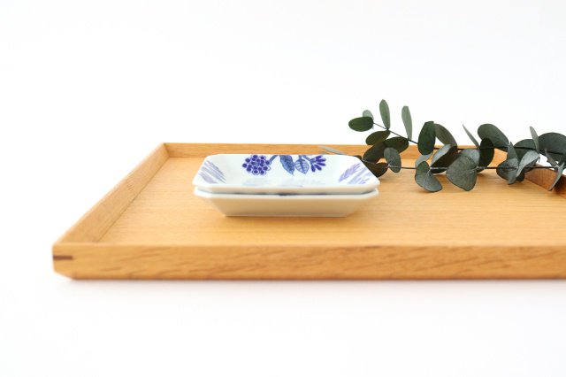 Square plate Gosuha glaze flower blue porcelain Hasami ware