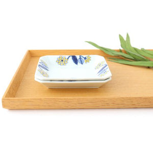 Square plate, Gosuha glaze, yellow porcelain, Hasami ware