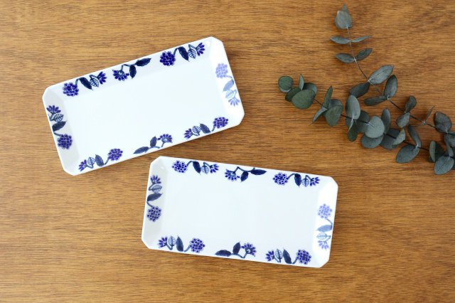 Rectangle Plate Blue Flower | Sushi Plate Hasami Ware