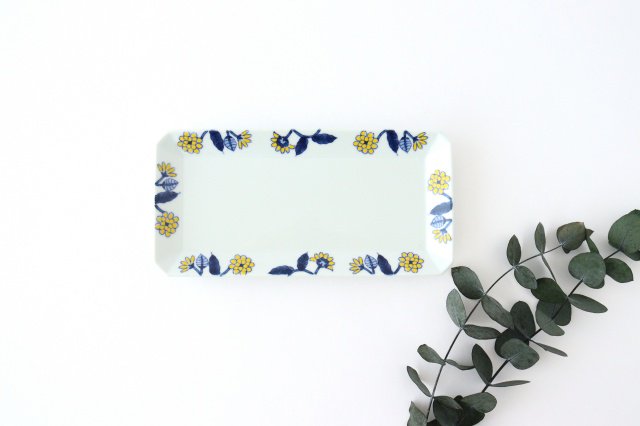 Rectangle Plate Yellow Flower | Sushi Plate Hasami Ware