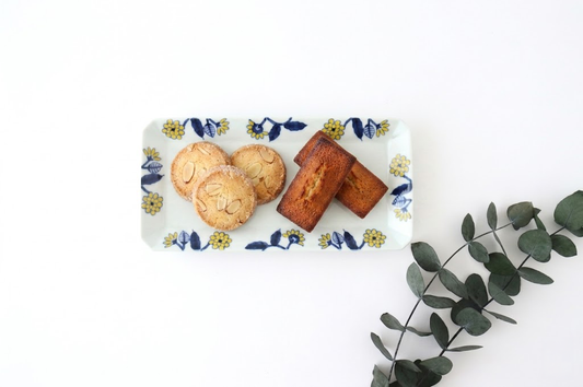 Rectangle Plate Yellow Flower | Sushi Plate Hasami Ware